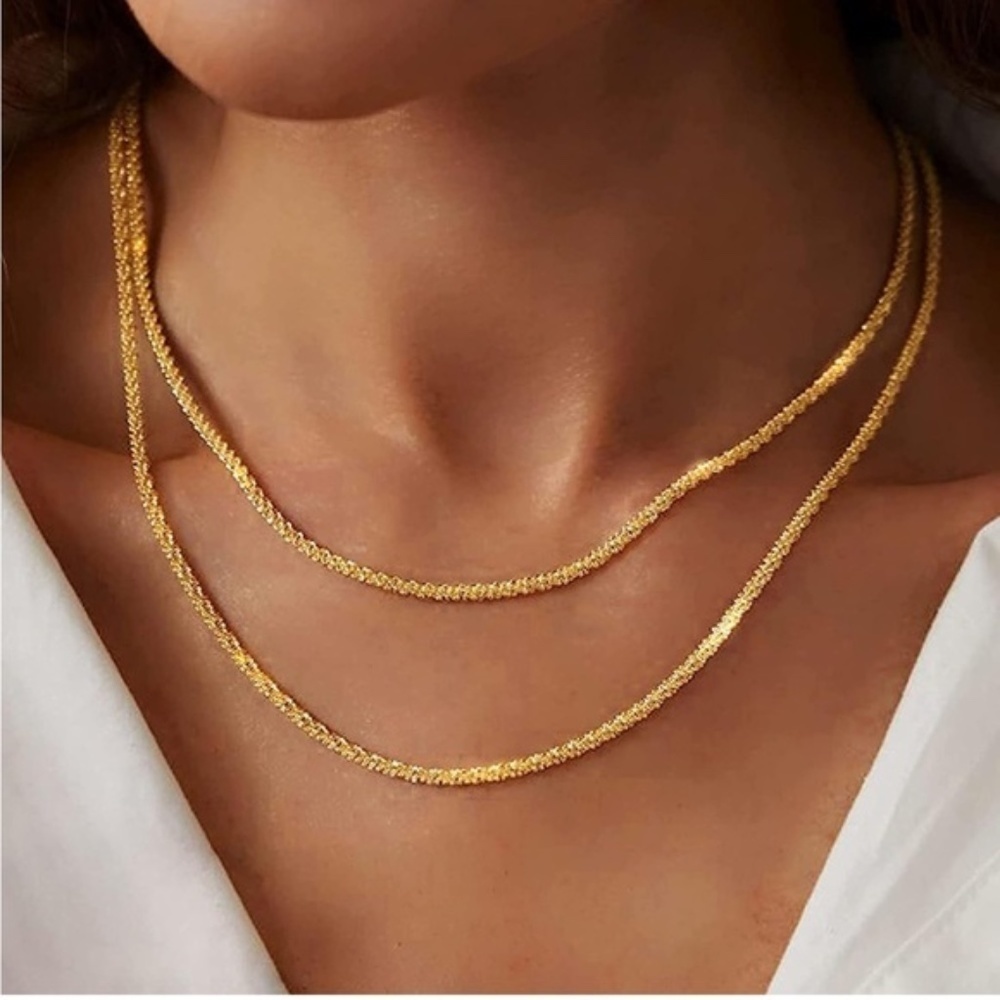 GOLD 14k Gold Plated Sparkle Rope Layered Necklace